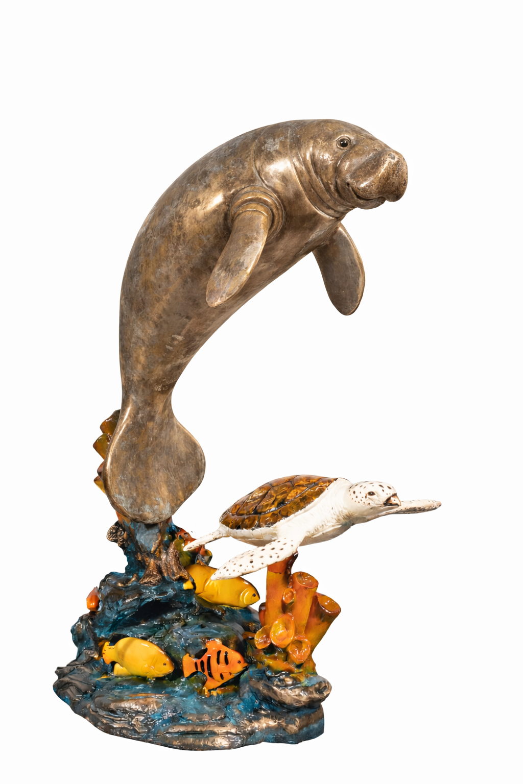 Cast Bronze Manatee & Turtle Fountain Sculpture