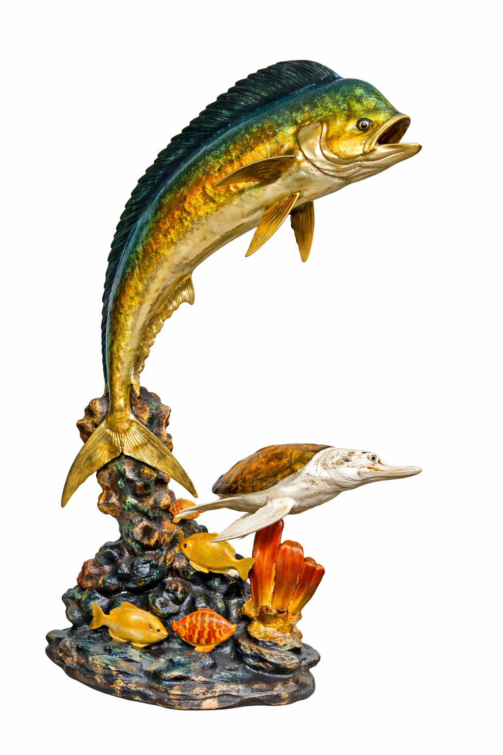 Cast Bronze Dorado & Turtle Fountain Sculpture