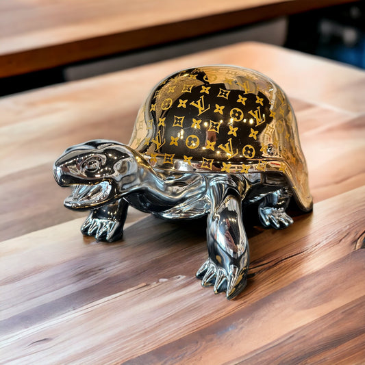 Turtle Sculpture with Luxury-Inspired Helmet - Available in 4 Color Variations