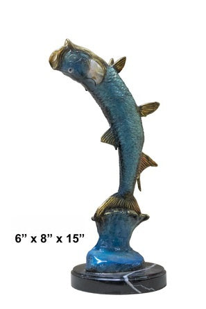 Cast Bronze Tarpon Fish Sculpture - Marble Base