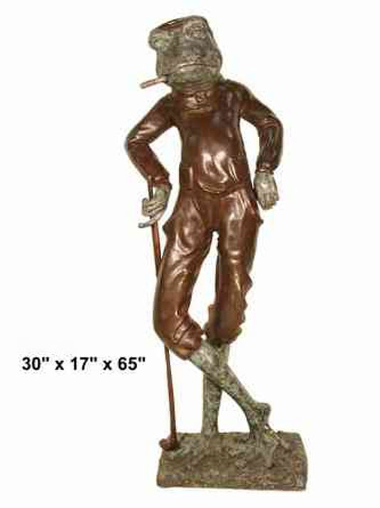 Cast Bronze Frog Golfer with Cigar