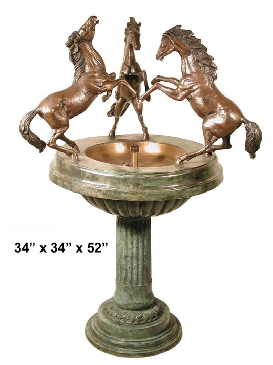 Cast Bronze 3 Horses Fountain Sculpture