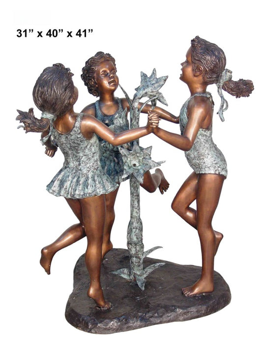 Cast Bronze Fountain Sculpture of Three Girls Dancing
