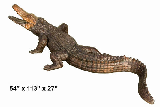 Cast Bronze Crocodile Fountain Sculpture