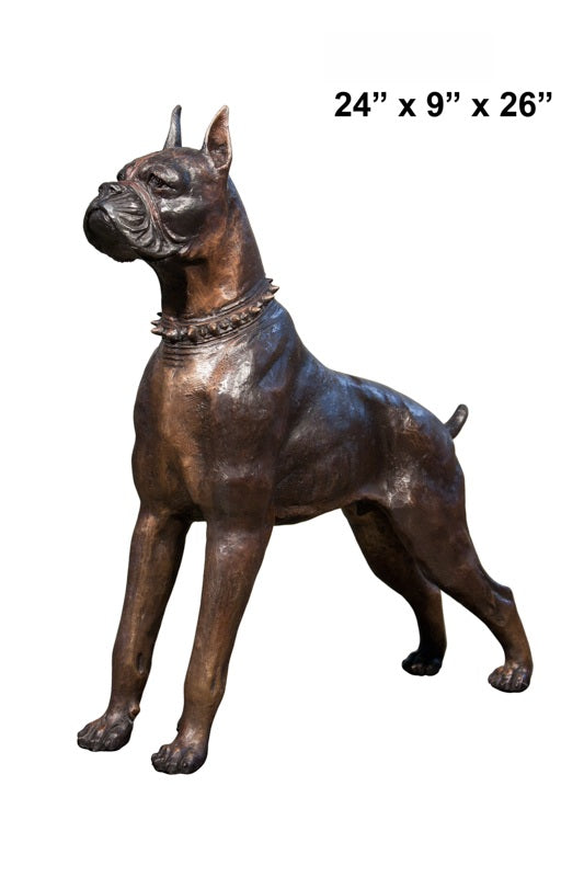 Cast Bronze Boxer Dog Sculpture