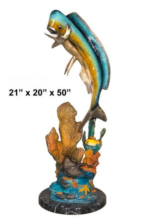 Cast Bronze Dorado Sculpture with Marble Base