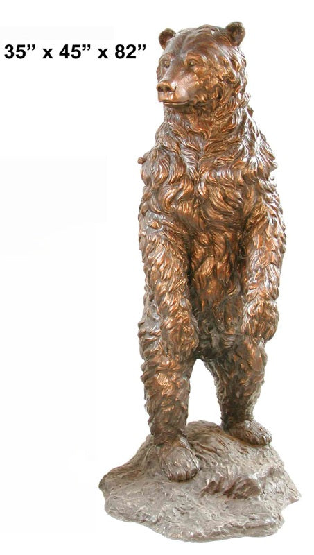 Cast Bronze Standing Bear Sculpture