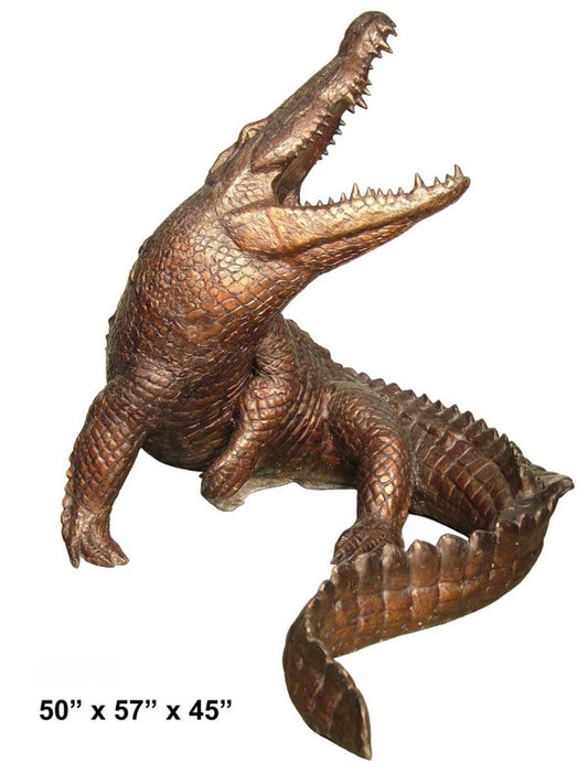 Cast Bronze Crocodile Sculpture