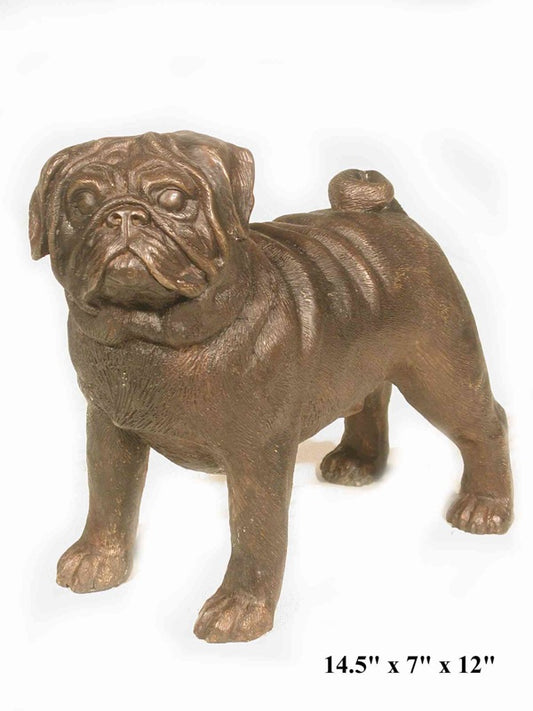 Cast Bronze Pug Dog Sculpture