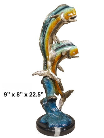 Cast Bronze Double Dorado Sculpture with Marble Base