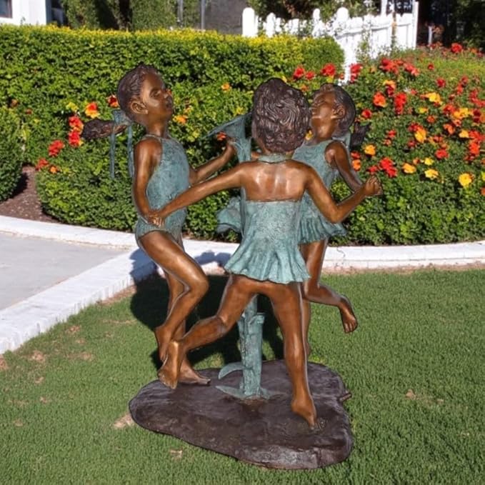Cast Bronze Fountain Sculpture of Three Girls Dancing