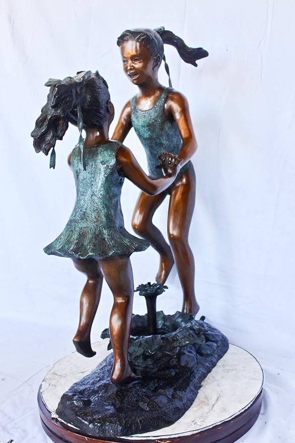 Cast Bronze Fountain Sculpture of Two Girls Dancing