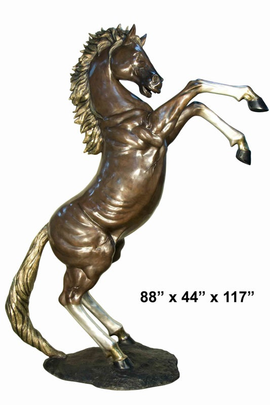 Cast Bronze Pair of Prancing Horses
