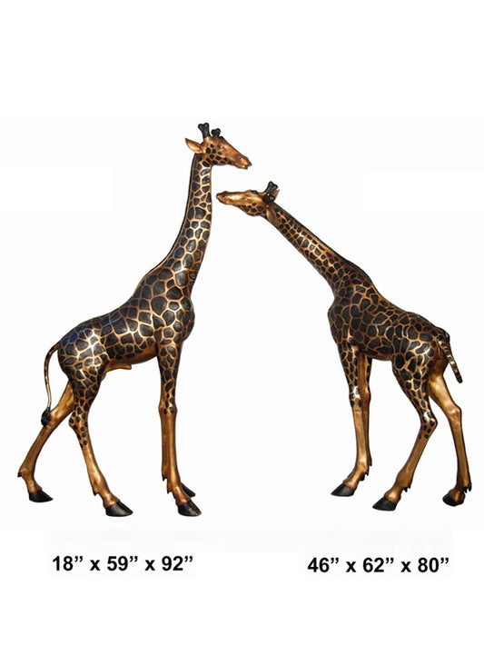 Cast Bronze Giraffe Couple Sculpture