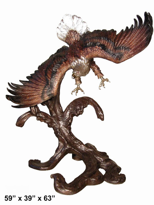 Cast Bronze Flying Eagle Sculpture