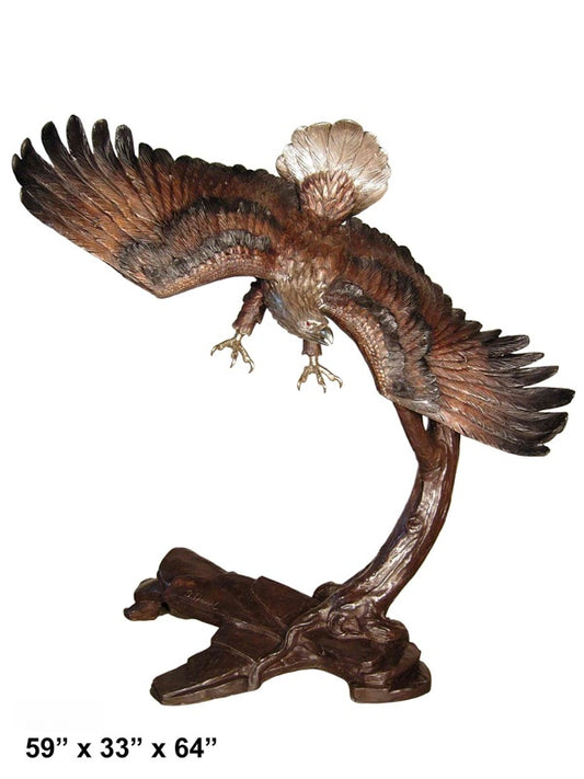 Cast Bronze Flying Eagle Sculpture