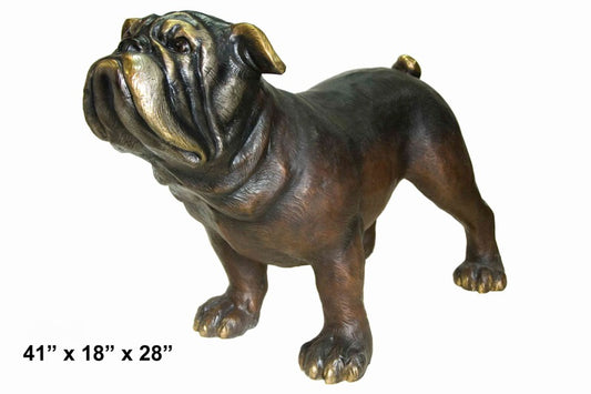 Cast Bronze Standing Bulldog Sculpture