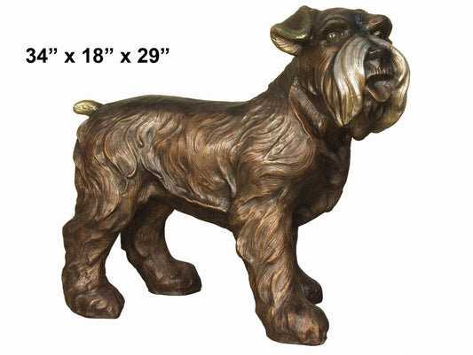 Cast Bronze Schnauzer Dog Sculpture