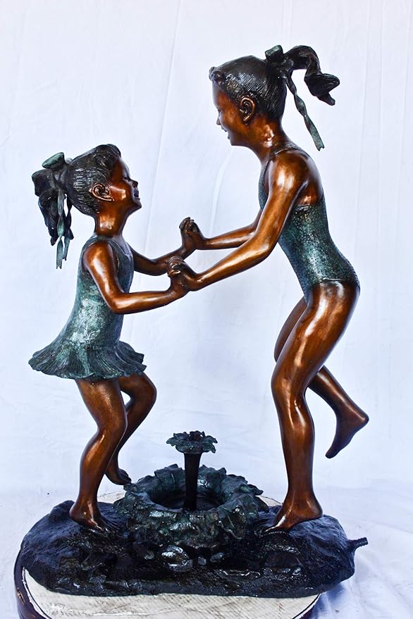 Cast Bronze Fountain Sculpture of Two Girls Dancing
