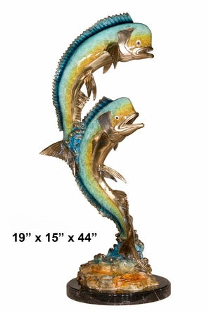 Cast Bronze Double Dorado Sculpture with Marble Base