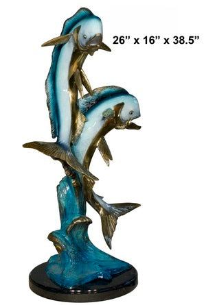 Cast Bronze Double Dorado Sculpture with Marble Base
