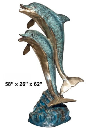 Cast Bronze Two Dolphins Sculpture