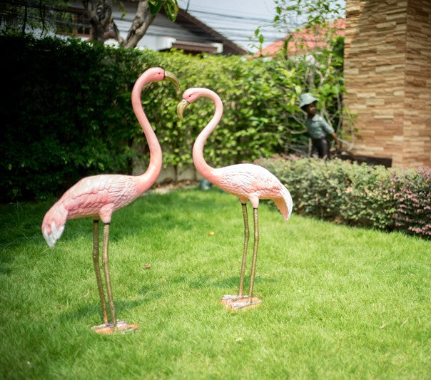 Cast Bronze Flamingo Pair Sculpture