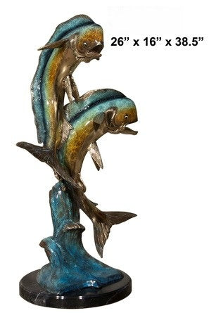 Cast Bronze Double Dorado Sculpture with Marble Base