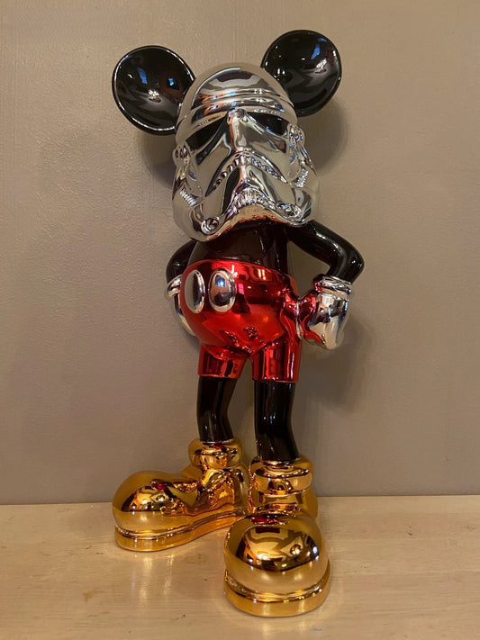 Mickey-Inspired Character with Stormtrooper Helmet Sculpture