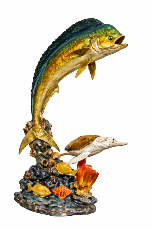 Cast Bronze Dorado & Turtle Fountain Sculpture