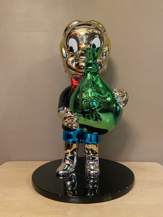Richie Rich Holding Money Bag Sculpture