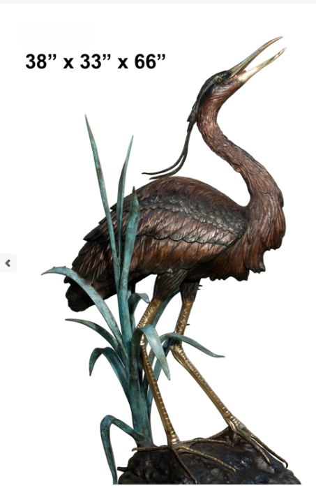 Cast Bronze Heron Fountain Sculpture