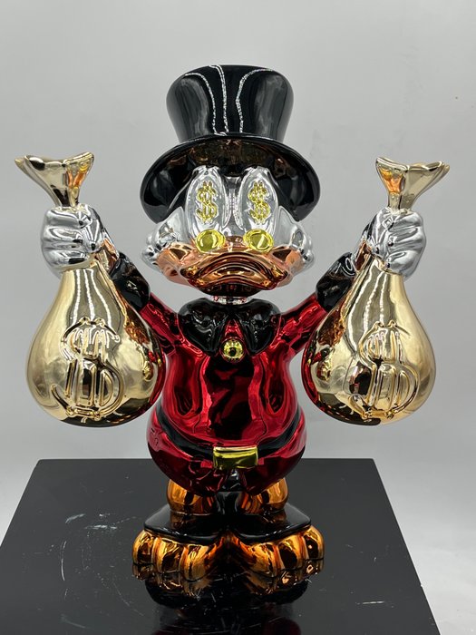 Scrooge Duck Holding Money Bags Sculpture - Available in Two Colors