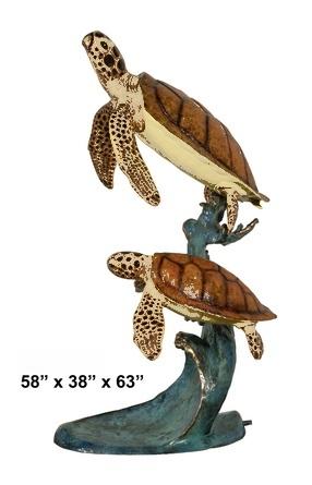 Cast Bronze Two Sea Turtles Fountain Sculpture